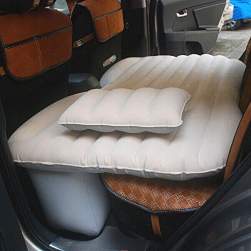 3 Trees Inflatable Air Mattress Bed with Pillow, Electric Air Pump, Repair Pad and Glue Kits for Car Back Seat (Universal Fit), White