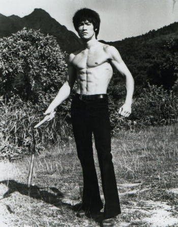 Amazon ブロマイド写真 ブルース リー 野原で片手にヌンチャクを持つ全身 ノーブランド品 アイドル 芸能人グッズ 通販
