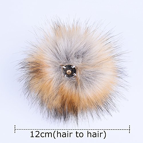 LEKUSHA DIY 12pcs Faux Fur Pom Pom Ball for Knitting Hat with Snap, Beanie Hat Fur Ball, Attachable Pompom Ball, Work Great with Knitting Loom