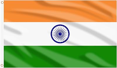 AhfuLife India Flag 5ft x 3ft Polyester Dual Grommets Brass Eyelets