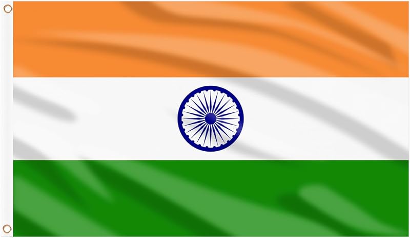 AhfuLife India Flag 5ft x 3ft Polyester Dual Grommets Brass Eyelets