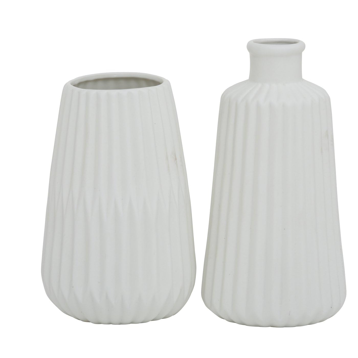 Boltze Esko 5549600 Vases Set of 2 Matte White with Ceramic Flower Vases Diameter Approx. 8.5 cm Indoor Decoration without Flowers Scandinavian Style