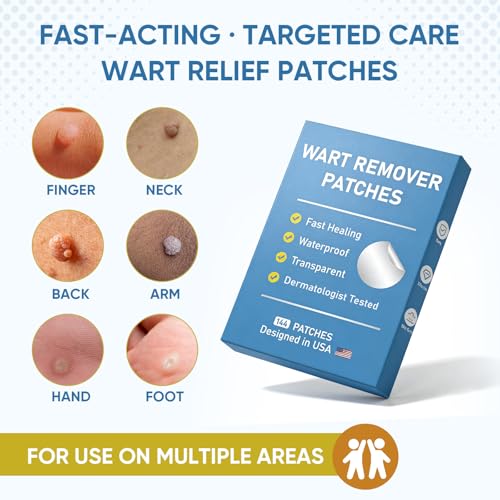 FEDOLOY Wart Remover Patches with 40% Max Strength Salicylic Acid, Hydrocolloid Adhesive Patches for Common & Plantar Warts, Skin Bump Care – Waterproof for Feet & Fingers,144 Patches