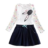 NEAT Girls Embroidery Long Sleeve Flower Denim Cotton Dresses LH5922 1-8 Years