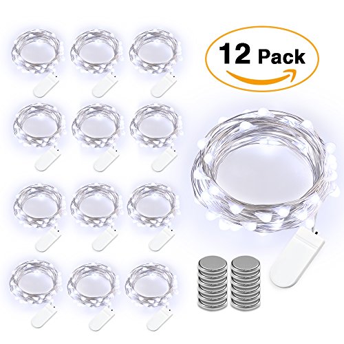 Brizled 12 Pack Fairy Lights, 6.6ft 20 LED Fairy String Lights Battery String Lights Indoor DIY Starry String Lights Waterproof Wire Lights for Mothers Day, Home, Bedroom, Wedding, Holiday, Cool White