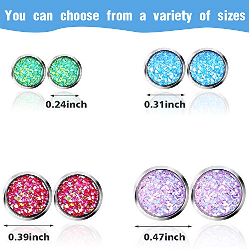 15 Pairs Faux Druzy Stud Earrings Set Bohemian Glitter Pierced Earrings