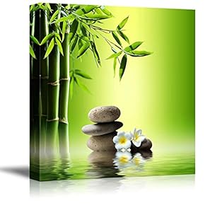 Relaxing Scene of Stones and Bamboo on Water Wall Decor