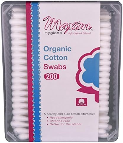 Maxim Organic Cotton Swabs - 200 Swabs (Pack of 6)