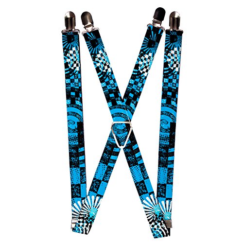 Black Blue Checkers Stripes Polka Dots Symbols Suspenders