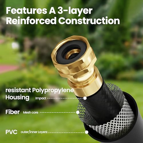 Retractable Garden Hose Reel, 1/2 in x 100 ft Wall Mounted Hose Reel Heavy Duty with 10-Function Sprayer Nozzle, Any Length Lock, Slow Return System, 180°Swivel Bracke for Large Yard Lawn Car Washing