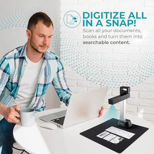 IRIScan Desk Scanner for Laptop Document Camera a4 Scanner- v6business :8MP/12MP visualizer, Library Scanner, Free PDF Editor,Portable Scanner,Book Scanner,AI Curve Flattening-Finger Hiding,Win Mac