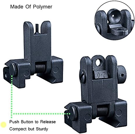 Polymer AR-15 Iron Sights,Lightweight AR Front and Rear Flip up Backup Battle Sights-Picatinny Rail BUIS
