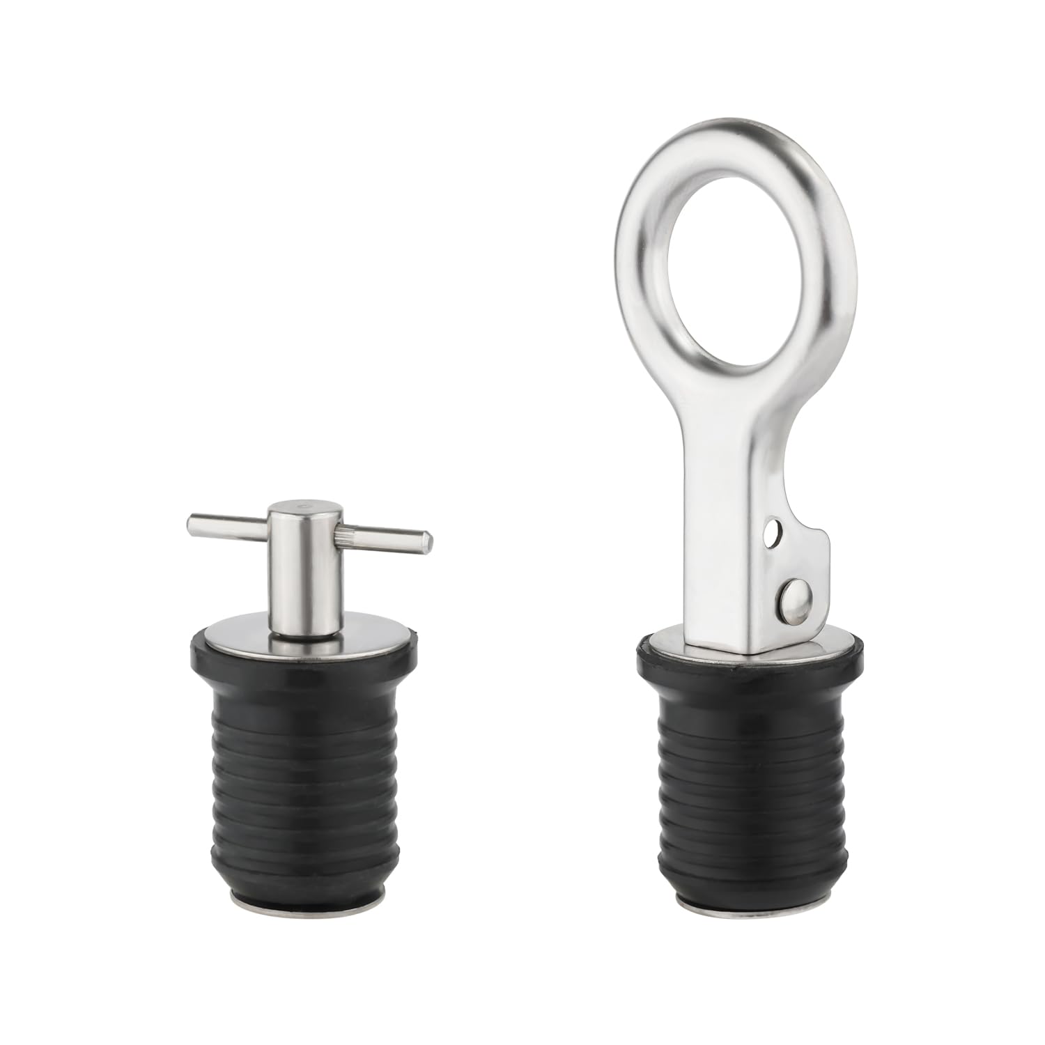 2pcs Boat Drain Plug, Stainless Steel T-Handle Drain Plug for Inboard Boat Snap Handle Drain Plug Kit for Most Boat Drains Handle Boat Drain Plugs Boat Accessories
