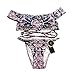 Sherry007 Women's Off Shoulder Strapless Bandeau Top Brizilian Bottom Bikini Set Purple S