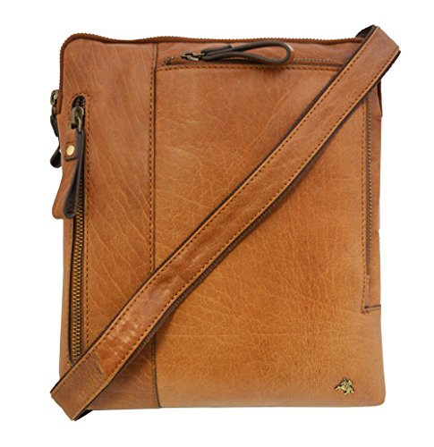 Visconti ML20 Buffalo Leather Messenger Bag / Shoulder Crossbody Bag / Handbag (Tan)