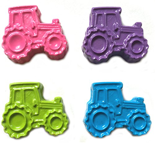 48 Tractor Crayons by MinifigFans Pink & Pastel Colors - Birthday Party Favors - 12 Sets of 4 - Made in the USA from Crayola Crayons