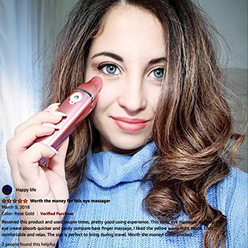 SUNMAY Halo Sonic Eye Massager, 42℃ Heated Treatment Wand for Eyes fatigue, Anions Import to Promote Eye Cream Effectively Absorb (Rose Gold)