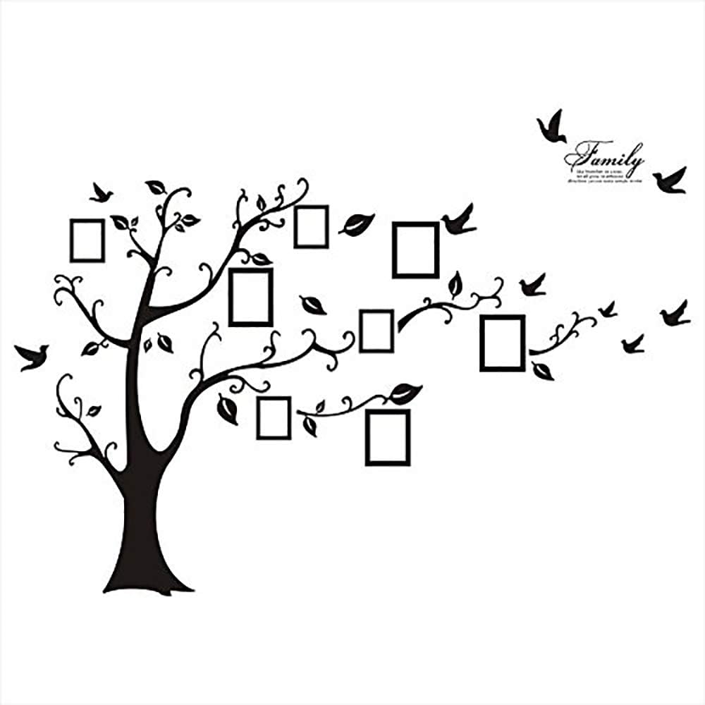 Grand Sticker Mural Arbre Genealogique Avec Cadres Photo Noir Marron Amazon Fr Bricolage