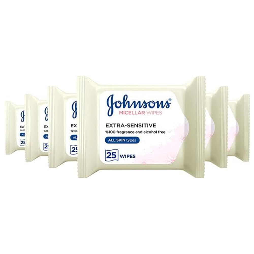 Johnson's Makeup Be Gone Extra-Sensitive Wipes, 25 Wipes (Pack of 6)