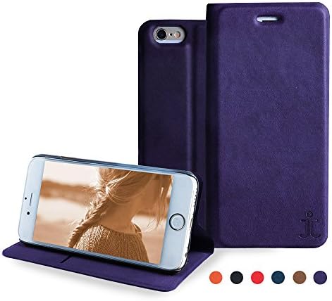 IPhone 5 5s 5se Flip Case Stand PU Leather Wallet Case Cover Slim Exact Fit by JACKIT Drop Proof Card Holder Slot Pocket with Strong Magnetic Closure Dust Proof Access All Ports (Purple)