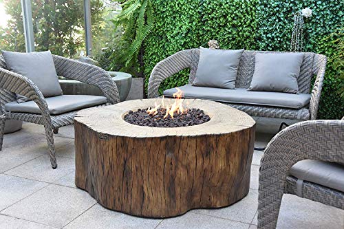 Elementi Manchester Outdoor Fire Pit 42 Inches Round Firepit Table Concrete Patio Heater Electronic Ignition Backyard Fireplace Cover Lava Rock Included Liquid Propane