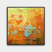 Framed Canvas Wall Art Abstract Color Painting Canvas Prints Home Artwork Decoration for Living Room,Bedroom - 16x16 inches