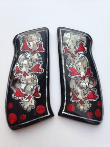 Rosewood Mother of Pearl Inlaid Grips for Cz 75-85 Compact Size Cz75 Cz85