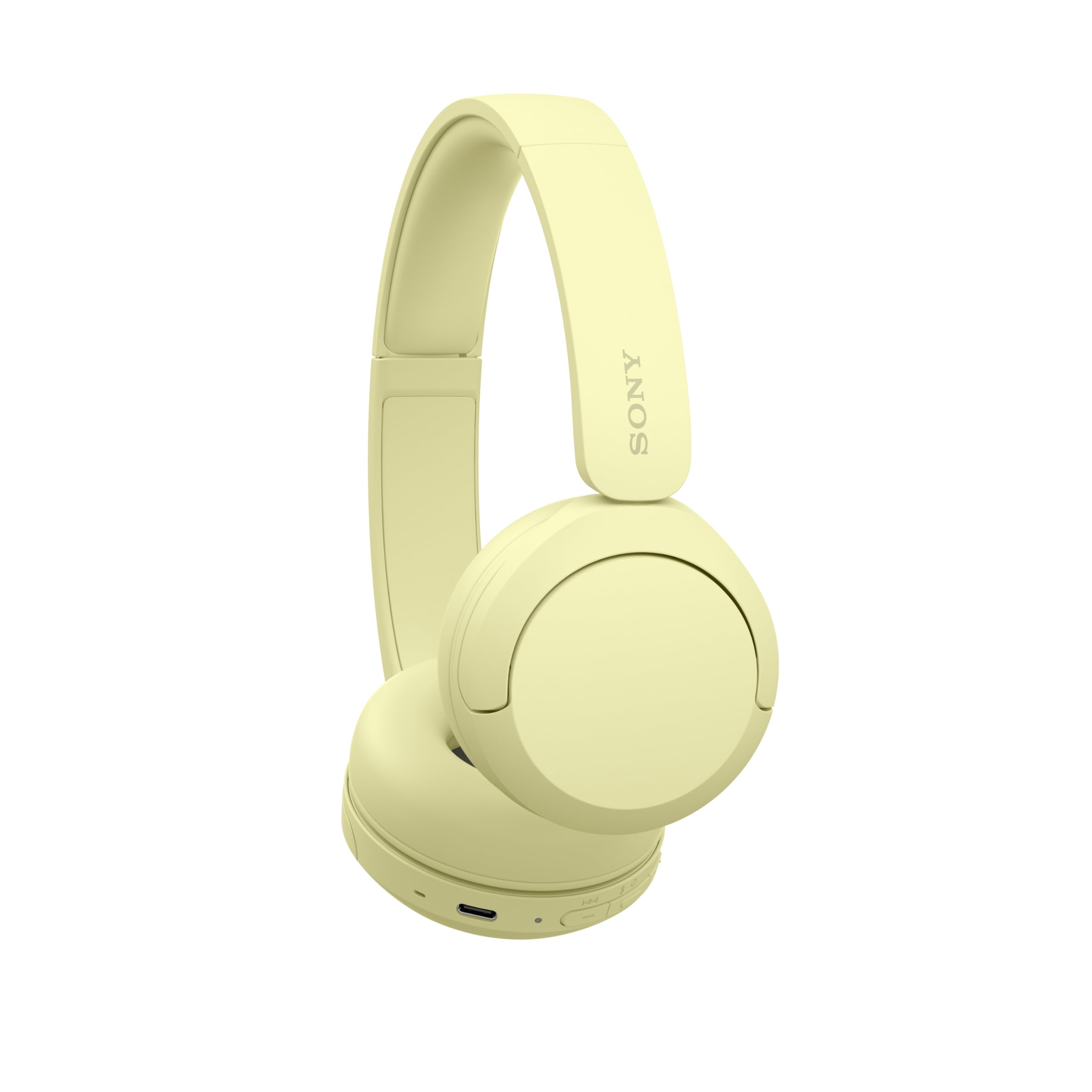Sony WH-CH520 Auriculares inalámbricos Bluetooth supraaurales con micrófono y hasta 50 horas de duración de la batería con carga rápida, amarillo mantequilla