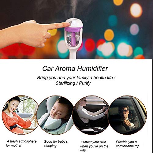 MIGHTYDUTY Car Air Humidifier Aromatherapy Essential Oil Diffuser Freshener Diffuser Pink - Thumbnail 4