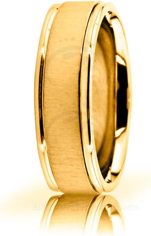 Authentic 18K White & Yellow Gold Polished Brushed Stylish Wedding Ring 7 mm