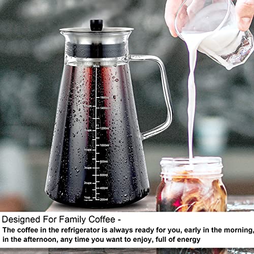 Aquach Airtight Cold Brew Coffee (Iced Tea) Maker 51oz/1.5L, BPAFree, Durable Borosilicate