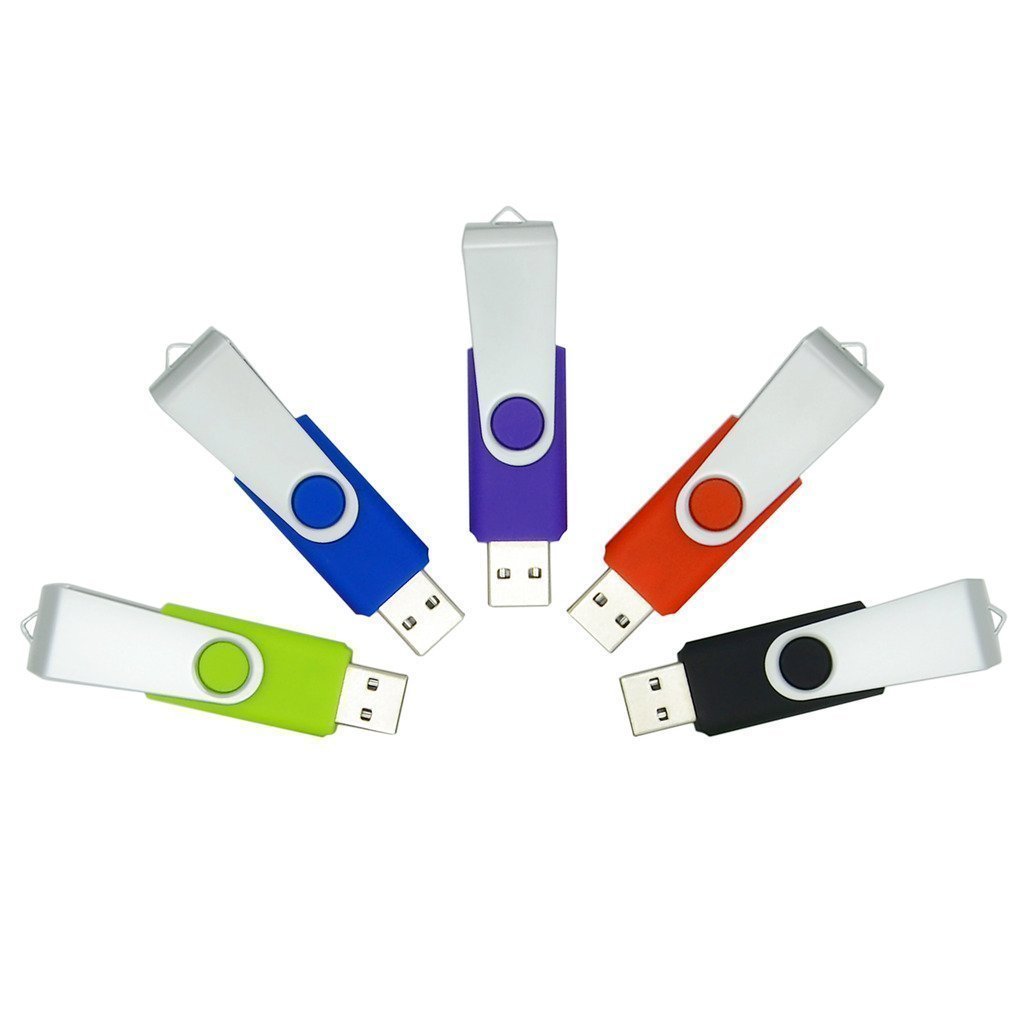 USB Stick, 5 Bunt USB-Stick 16GB Stück Speicherstick 2.0 Mini Rotate Metall Pack (5 Mischfarben: Schwarz, Blau, Grün, Rot, Violett )