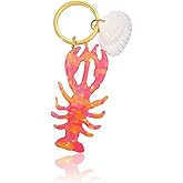 PERSONFUN Ocean Starfish and Shell Keychain, Pink Pearl with Gold Accents