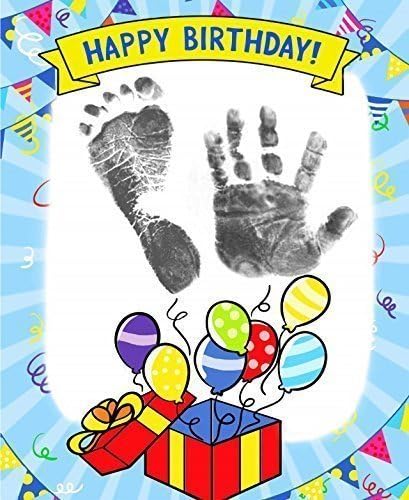 ReignDropBaby's Baby Footprints Cards Making Kit with Ink Pad - Balloons Birthday Cards