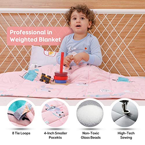Sivio Weighted Blanket for Children Teens (3.2 kg, 105x150 cm), 100% Natural Cotton Heavy Blanket with Safe Glass Beads, Reduces Kids Anxiety, Insomnia, Pink Mouse