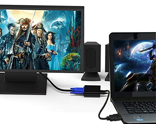 HONSHEN HDMI to VGA 1080P with 3.5mm Audio Cable HD Video Cable Converter Adapter+5FT VGA Cable (black+audio) ...