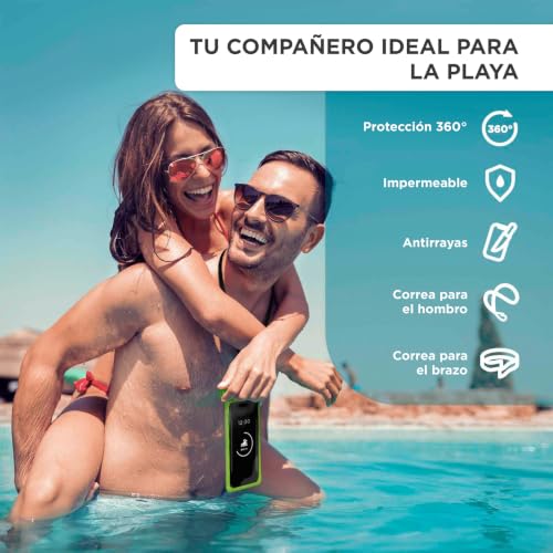 ONEFLOW Funda impermeable para Samsung Galaxy A02s, ventana táctil y cámara, correa y correa para colgar, color verde