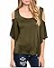 ZANZEA Women's Cold Shoulder 3/4 Sleeve O Neck Backless Tops Blouse T Shirt