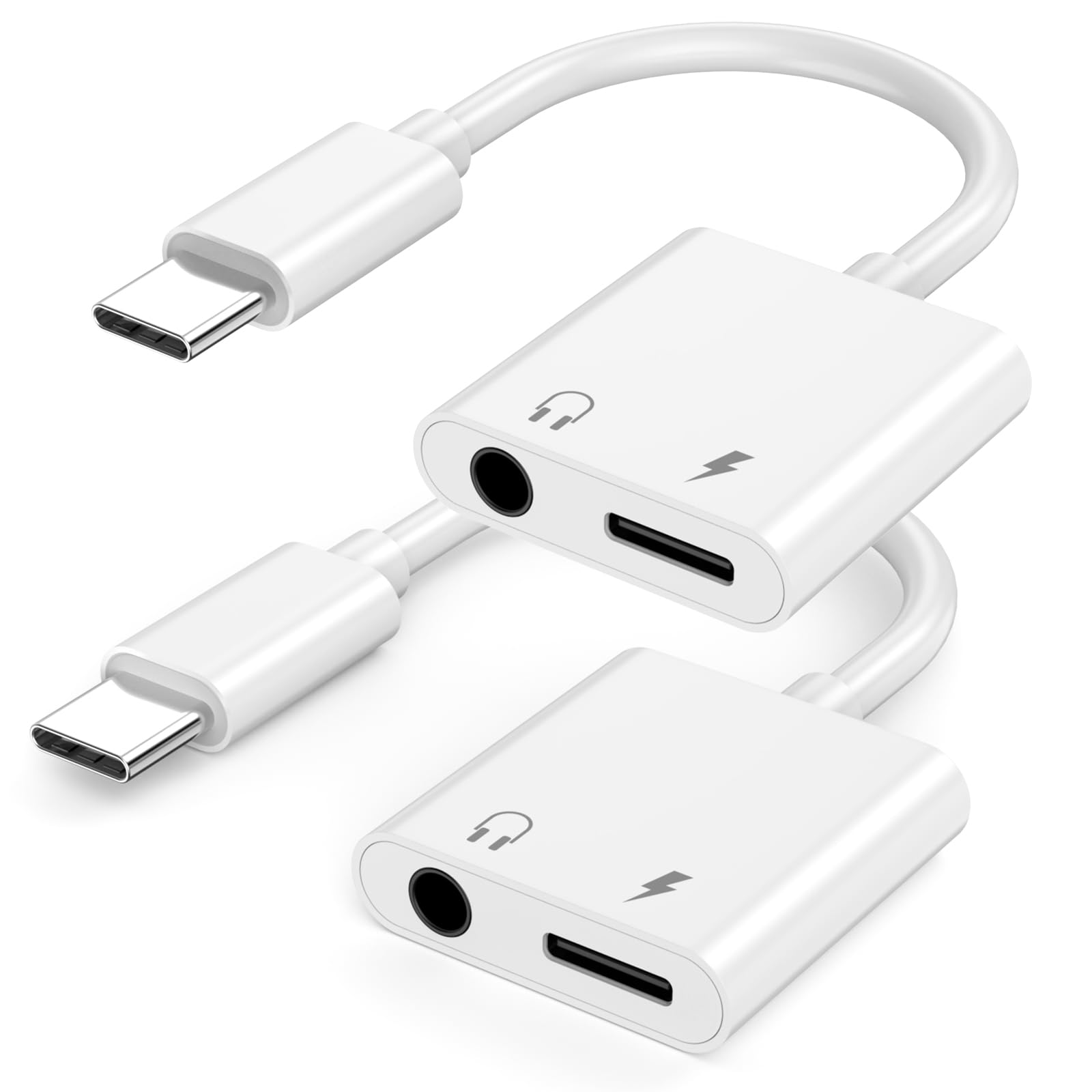 Photo 1 of [Apple MFi Certified] iPhone 17 16 15 Headphone Adapter, 2 Pack USB Type C to 3.5mm Headphone Jack Aux Audio and Charger Adapter Splitter Dongle for iPhone 17/17 Pro/17 Pro Max/Air/16/15/16 15 Pro Max