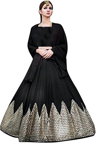 Vraj Enterprise Women Black Beauty Free size Orignal Multi Sequence Lehenga Choli for Party and Festival Occasion