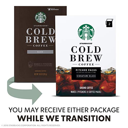 Starbucks Cold Brew Coffee, Signature Black, Pitcher Packs, 8.6 Oz