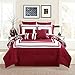 KingLinen 12 Piece Bernard Burgundy Comforter Set with Sheets Queen