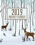 2019 Monthly Planner: Deer in Snow Design 2019-2020 calendar , Yearly and 12 months planner with jou by 
