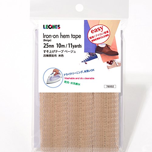 LEONIS Polyester Iron-On Hem Clothing Tape 1inch x 5.5yd (25mm x 5m) Beige [ 78022 ]
