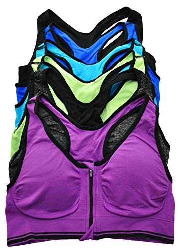 ToBeInStyle للسيدات 6 حزمة حمالة صدر رياضية بدون أسلاك مع إغلاق أمامي