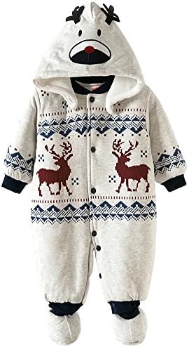 DLDHJSZ Baby Toddler Velour Winter Autumn Cute Footed Jumpsuit Front Button