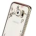Samsung Galaxy C9 Pro Case, QKKE [Secret Garden] Butterfly Floral Flower Diamonds Shiny Frame Plating Bumper Soft TPU Case for Samsung Galaxy C9 Pro Case (Gold Pink)