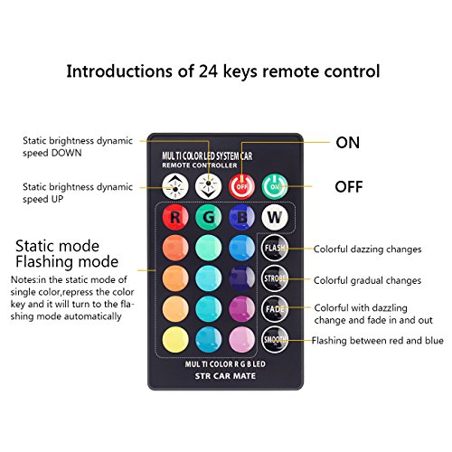 CAMWAY 2PCS Car T10 W5W LED Bulb Light 7 Color RGB LED Remote Control 5050 6SMD Interior Strobe Lamp for Car, Truck, Motorcycle, Scooter, Trailer, RV, Boat, Marine