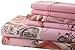 Spirit Linen Palazzo Home 107GSM 6-Piece Luxurious Printed Sheet Set, King, Pink/Grey Roses