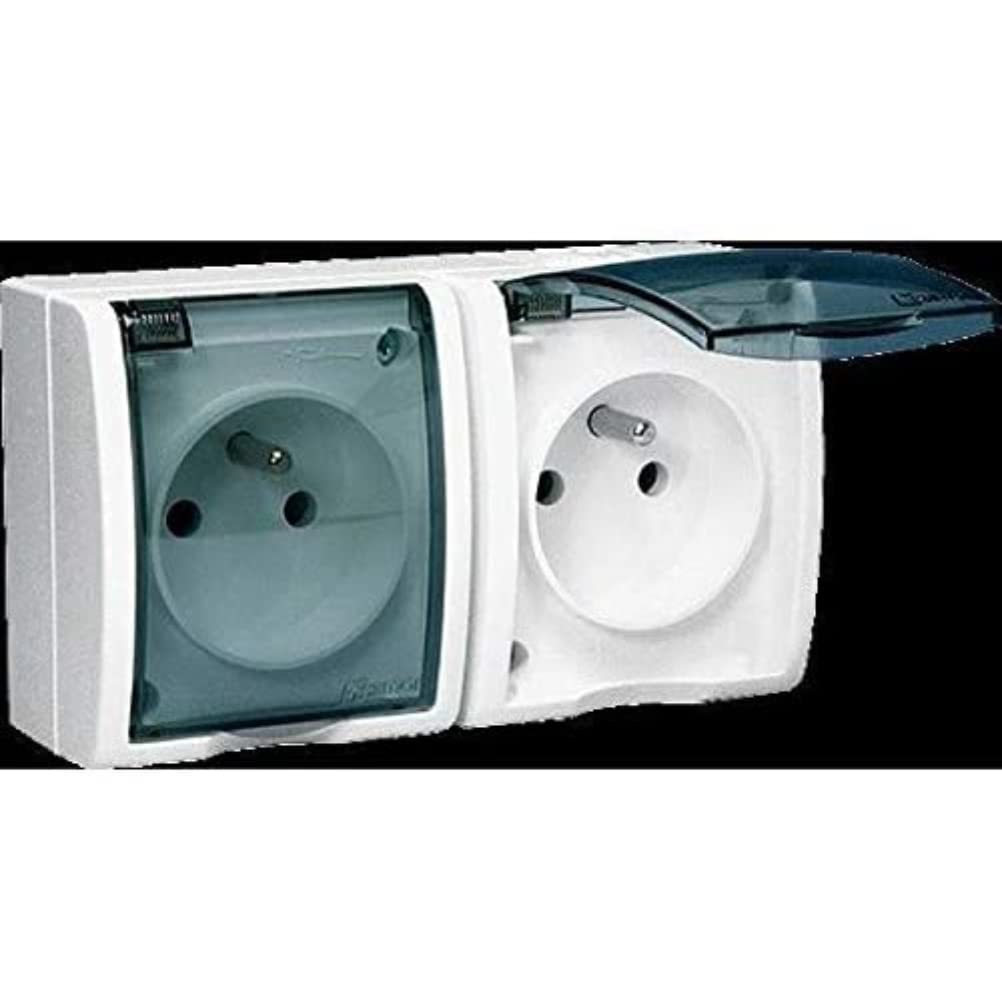 Simon SN5AQGZ1-2Z/11A Dual Socket 2 Pole + Earth Transparent Aquarius, 250 V, Plastic, White